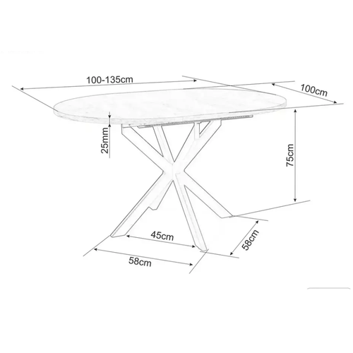 Table Ronde Extensible Céramique Noire 6 Personnes Pied Métal Milanoz3