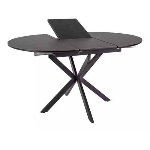 Table Ronde Extensible Céramique Noire 6 Personnes Pied Métal Milanoz3