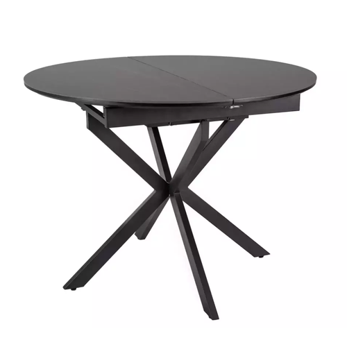 Table Ronde Extensible Céramique Noire 6 Personnes Pied Métal Milanoz3