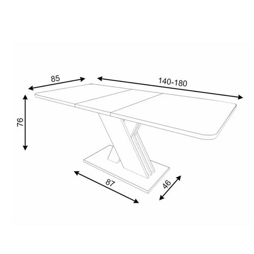 Table Extensible Design Pied X Bois Et Beige 140 / 180 X 85 Cm Zest