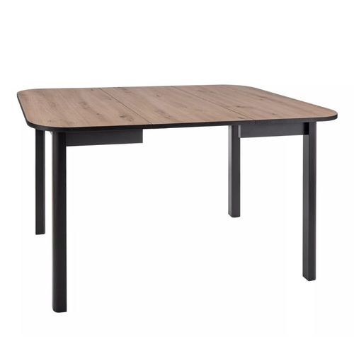 Table Carrée Extensible 6 Personnes Chêne Artisanal Et Noir Novellaz2