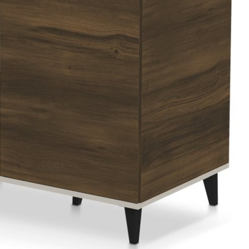 Buffet Haut 90 X 182 Cm Beige Et Aspect Noyer Pump