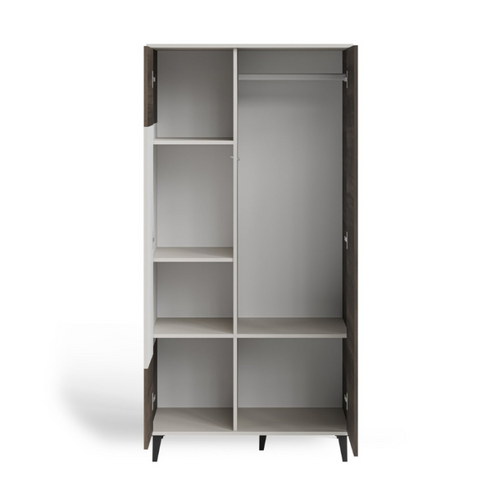 Buffet Haut 90 X 182 Cm Beige Et Aspect Noyer Pump
