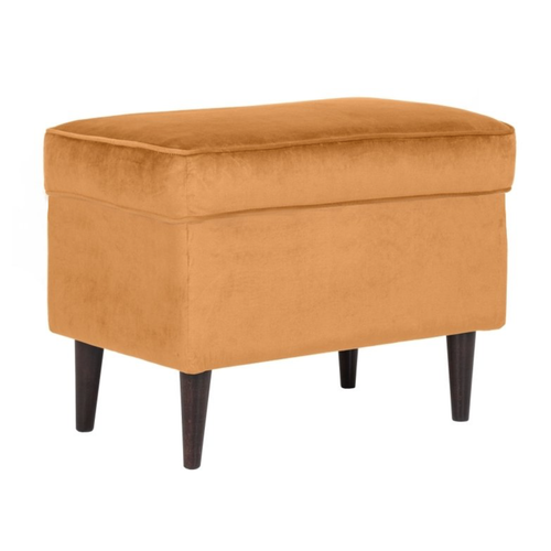 Pouf Design Velours Jaune Et Wengé Havo