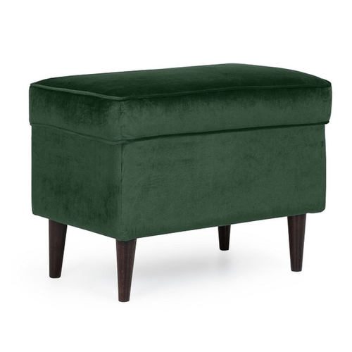 Pouf Design Velours Vert Et Wengé Havo