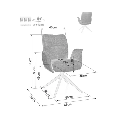 Chaise Pivotante En Tissu Gris Avec Retour Automatique Et Ressorts Ensachés Lopazy