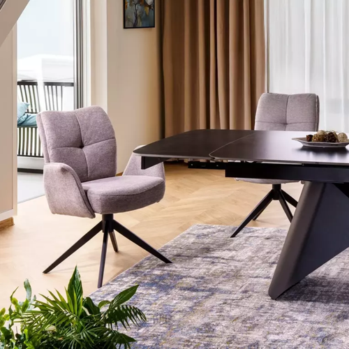 Chaise Pivotante En Tissu Gris Avec Retour Automatique Et Ressorts Ensachés Lopazy