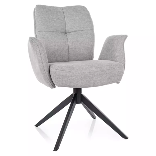 Chaise Pivotante En Tissu Gris Avec Retour Automatique Et Ressorts Ensachés Lopazy