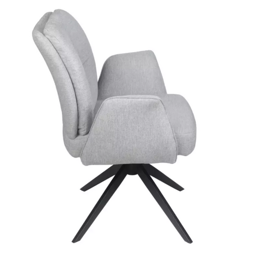 Chaise Pivotante En Tissu Gris Avec Retour Automatique Et Ressorts Ensachés Lopazy