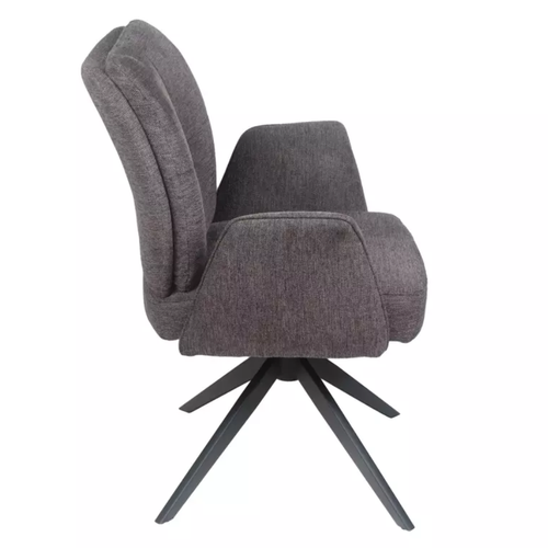 Chaise Pivotante Cappuccino Avec Accoudoirs, Piètement Noir Et Ressorts Lopazy