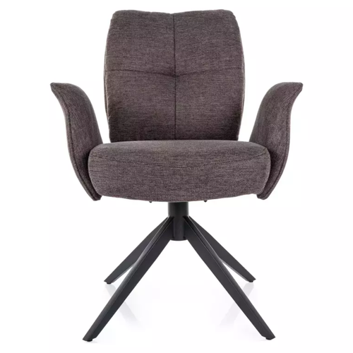 Chaise Pivotante Cappuccino Avec Accoudoirs, Piètement Noir Et Ressorts Lopazy