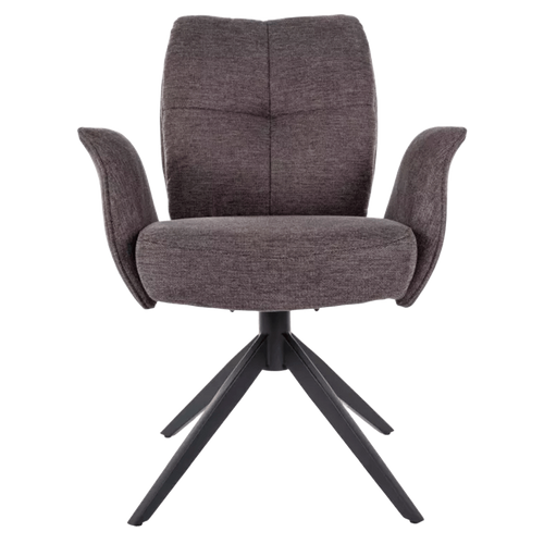 Chaise Pivotante Cappuccino Avec Accoudoirs, Piètement Noir Et Ressorts Lopazy