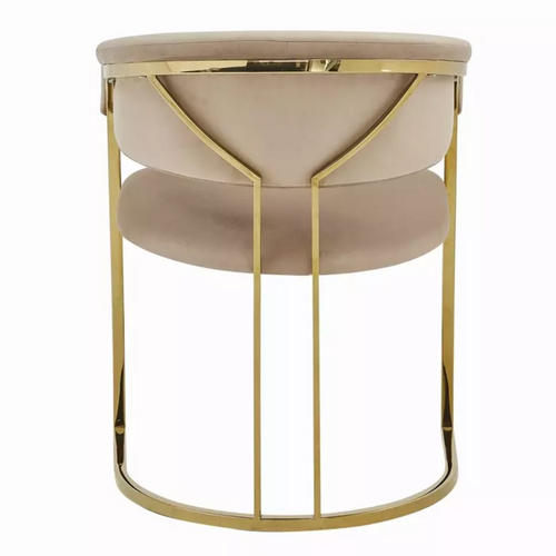 Chaise En Velours Beige Et Structure Dorée En Acier Inoxydable Design Arrondi Toust