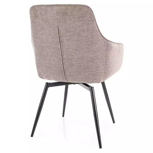 Chaise Beige Pivotante Tissu Et Métal Noir Avec Retour Automatique Solife