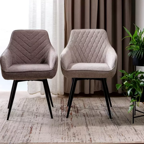 Chaise Beige Pivotante Tissu Et Métal Noir Avec Retour Automatique Solife