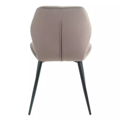 Chaise En Velours Beige Avec Piétement Noir Mat Et Assise Rembourrée Confortable Liryca