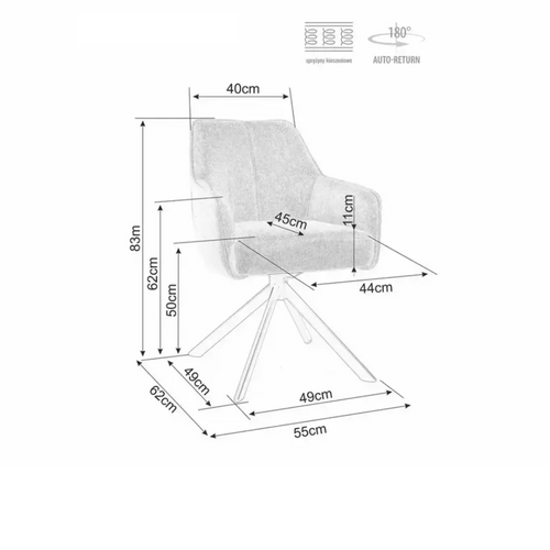 Chaise Pivotante Beige En Tissu Avec Retour Automatique Nomp