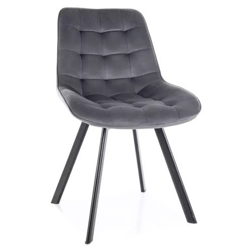 Chaise Velours Gris Sur Pied Métal Noir Pivotante Mat Assise Capitonnée Et Silhouette Sobre Montaj