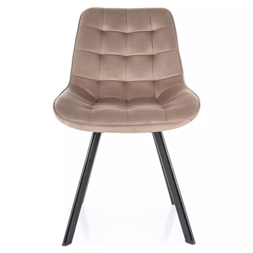 Chaise Velours Beige Structure Métal Noir Mat Pivotante Assise Rembourrée Élégante Montaj