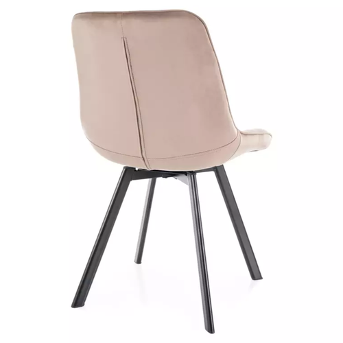 Chaise Velours Beige Structure Métal Noir Mat Pivotante Assise Rembourrée Élégante Montaj