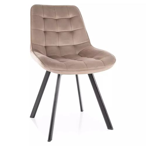 Chaise Velours Beige Structure Métal Noir Mat Pivotante Assise Rembourrée Élégante Montaj