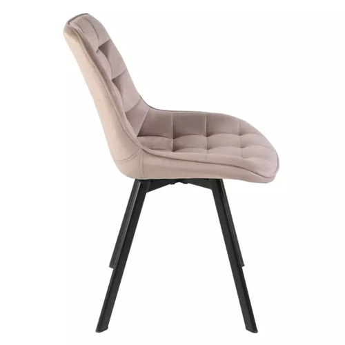 Chaise Velours Beige Structure Métal Noir Mat Pivotante Assise Rembourrée Élégante Montaj