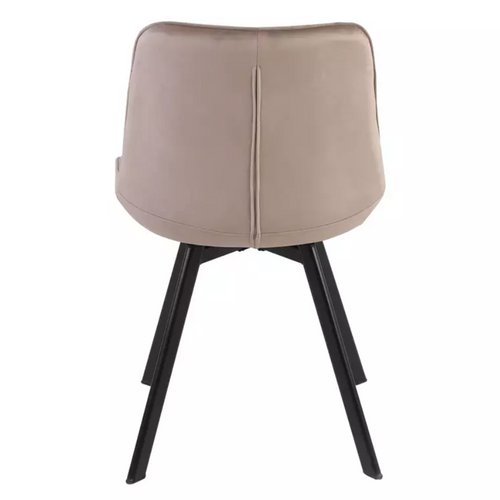 Chaise Velours Beige Structure Métal Noir Mat Pivotante Assise Rembourrée Élégante Montaj