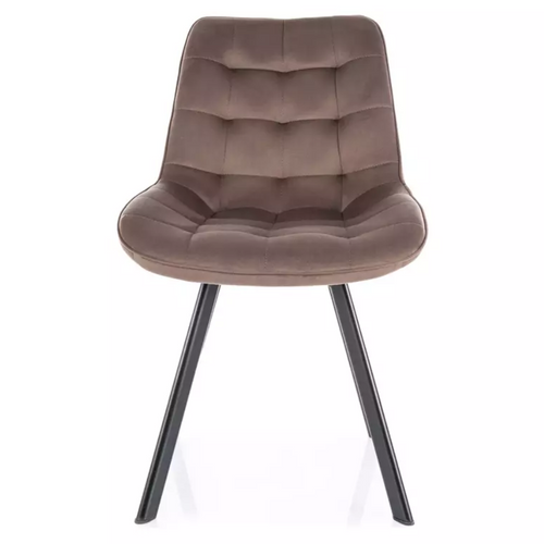 Chaise Velours Pivotante Cappuccino Piétement Métal Noir Mat Assise Haute Et Design Doux Montaj