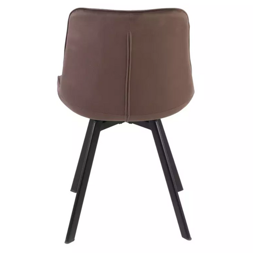 Chaise Velours Pivotante Cappuccino Piétement Métal Noir Mat Assise Haute Et Design Doux Montaj