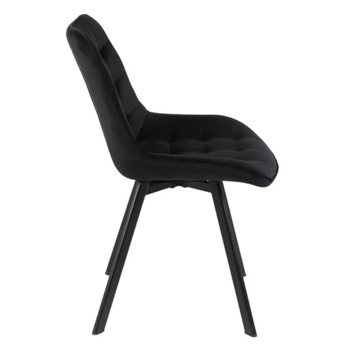 Chaise En Velours Noir Pivotante Et Structure Métal Noir Mat Design Incurvé Montaj