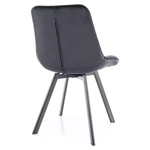 Chaise En Velours Noir Pivotante Et Structure Métal Noir Mat Design Incurvé Montaj