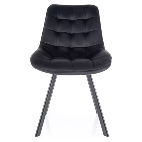 Chaise En Velours Noir Pivotante Et Structure Métal Noir Mat Design Incurvé Montaj