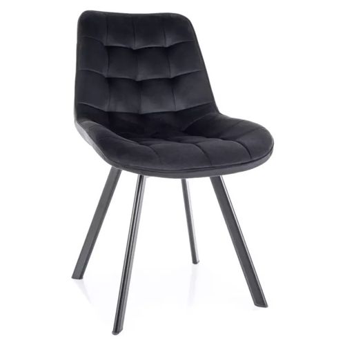 Chaise En Velours Noir Pivotante Et Structure Métal Noir Mat Design Incurvé Montaj