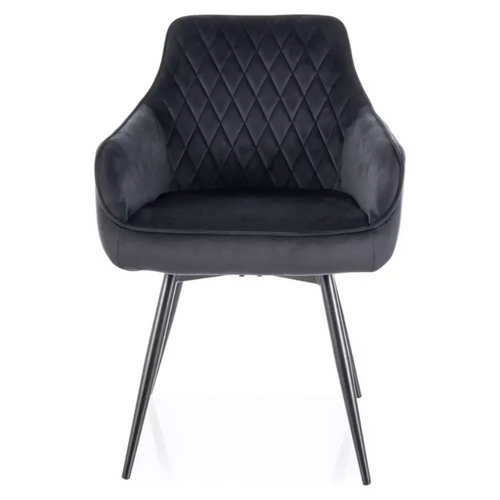 Chaise Noire En Velours Pivotante Avec Retour Automatique Et Ressorts Lotinda