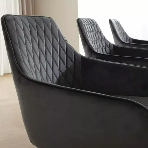 Chaise Noire En Velours Pivotante Avec Retour Automatique Et Ressorts Lotinda