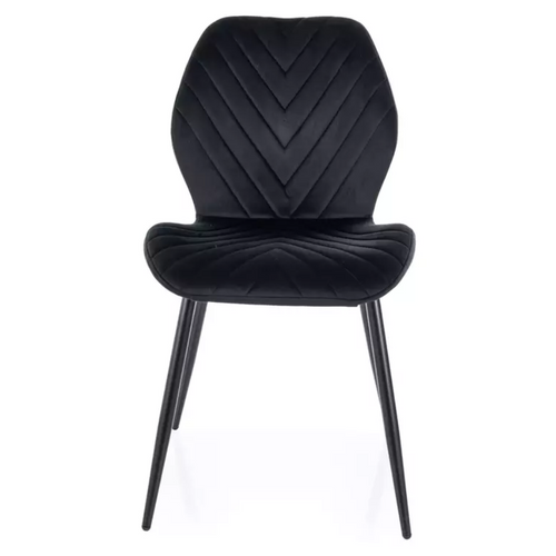 Chaise Velours Noir Piétement Métal Noir Mat Design Moderne Myrenda