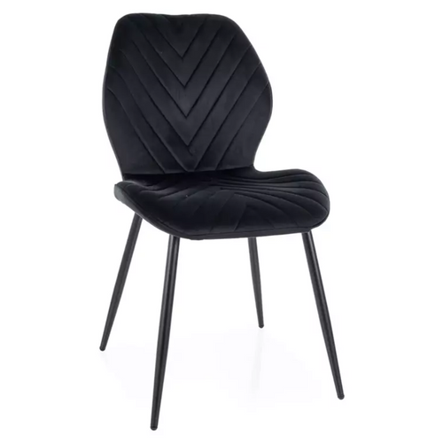 Chaise Velours Noir Piétement Métal Noir Mat Design Moderne Myrenda