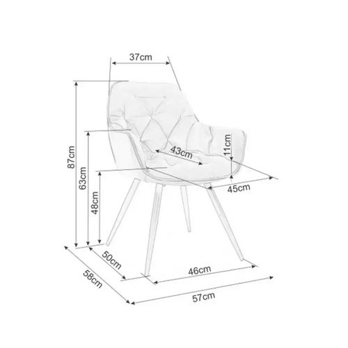 Chaise Velours Beige Pieds Métal Noir Mat Design Épuré Umexa