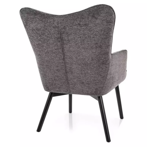 Chaise En Tissu Gris Avec Accoudoirs Et Pieds Bois Noir Lorinda