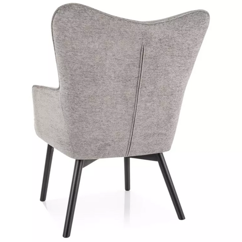 Chaise Tissu Gris Dossier Capitonné Et Pieds Bois Noir Lorinda