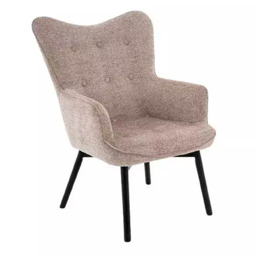 Chaise Tissu Beige Assise Rembourrée Et Pieds Bois Noir Lorinda