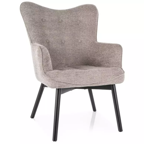 Chaise Tissu Beige Assise Rembourrée Et Pieds Bois Noir Lorinda