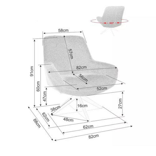 Fauteuil Tissu Beige Pivotant 360° Confort Enveloppant Pied Métal Noir Layn