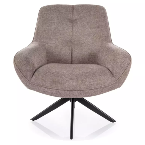 Fauteuil Tissu Beige Pivotant 360° Confort Enveloppant Pied Métal Noir Layn