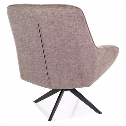 Fauteuil Tissu Beige Pivotant 360° Confort Enveloppant Pied Métal Noir Layn