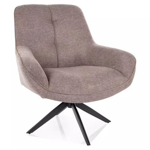 Fauteuil Tissu Beige Pivotant 360° Confort Enveloppant Pied Métal Noir Layn