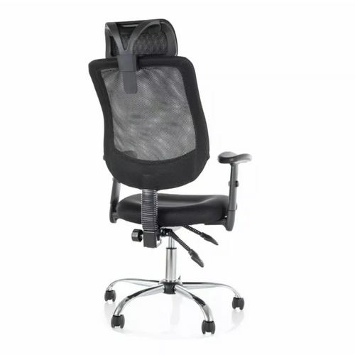 Chaise De Bureau à Roulette Et Pivotante Ergonomique Noir, Pieds Gris Argent Lorix