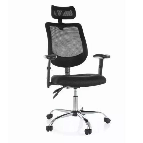 Chaise De Bureau à Roulette Et Pivotante Ergonomique Noir, Pieds Gris Argent Lorix