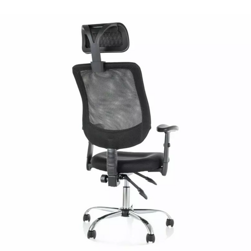 Chaise De Bureau à Roulette Et Pivotante Ergonomique Noir, Pieds Gris Argent Lorix