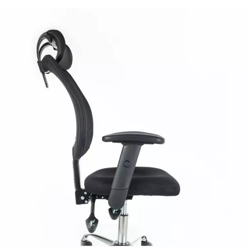 Chaise De Bureau à Roulette Et Pivotante Ergonomique Noir, Pieds Gris Argent Lorix